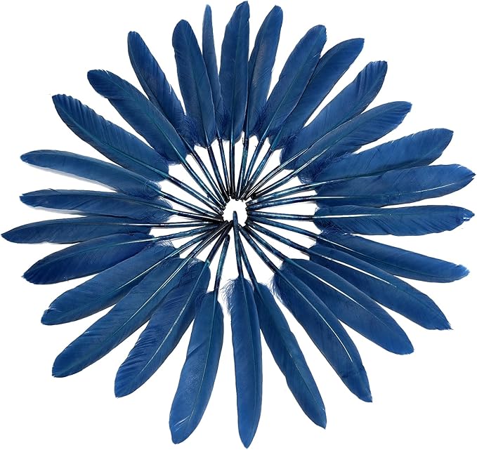 FeelfunFeather 120pcs Navy Blue Goose Cochettes Feather Natural Bulk 4-6 inch 10-15cm for Wedding Party Christmas Decorations DIY Crafts Goose Cochettes Feather