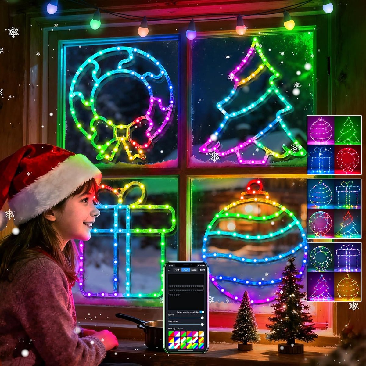 reshake 4 pack smart christmas window lights, rgb, main product view