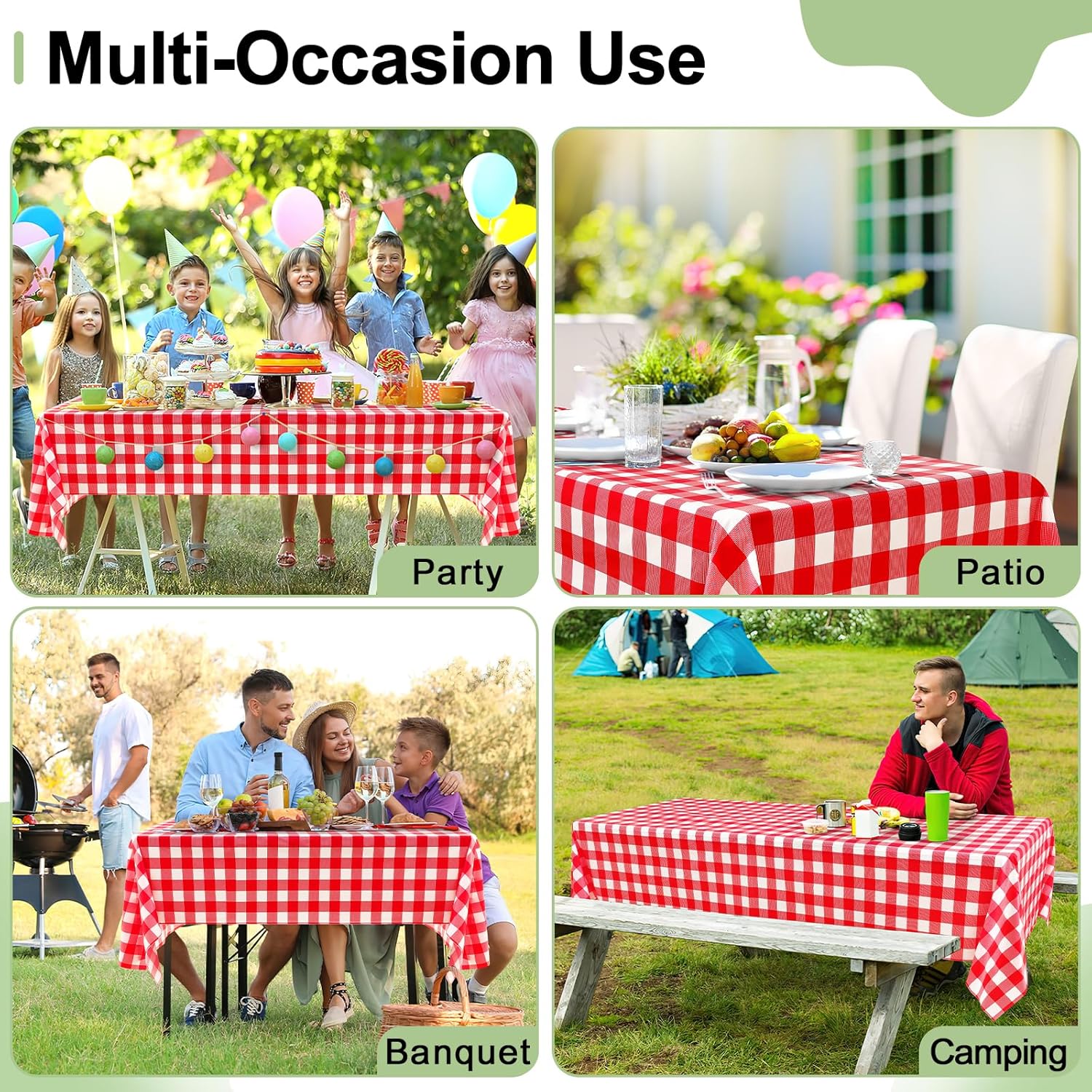 misaya 4 Packs Buffalo Disposable Table Cloth, 54 x 108 Inch Waterproof Plastic Tablecloth, Rectangle Red and White Checkered Table Covers for Picnic, Birthday, Party, Back to School
