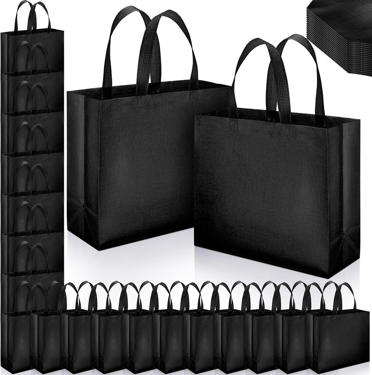 epakh 48 pcs black reusable gift bag with, main product view