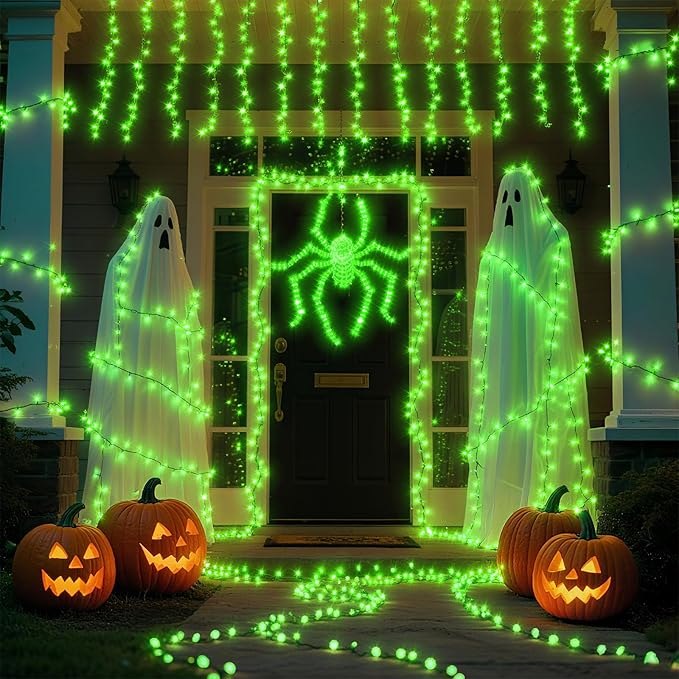 TingMiao Halloween Green Fairy Lights Battery Operate,7.2ft 20 LEDs String Lights Silver Copper Wire for Hallowen Christmas DIY Decoration Wedding Party (6 Pack)