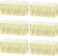 6 Pack 29x108 Inch Metallic Foil Fringe Tinsel Table Skirts Banner for Rectangle Tables Streamer Garland Backdrop for Wedding, Birthday, Parade Floats, Christmas Party Decoration(Light Gold)