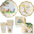 Kate Aspen Honey Bear 78-Piece Winnie Baby Shower Plates and Cups and Napkins Sets for 16 Guests, Classic Winnie Baby Shower Decorations Boy or Girl, Party Paper Plates & Party Supplies