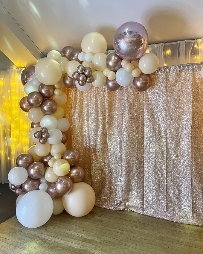 7ft x 7ft Champagne Sequin Backdrop Curtain Glitter Photo Booth Backdrop for Wedding Birthday Baby Shower Event Decorations