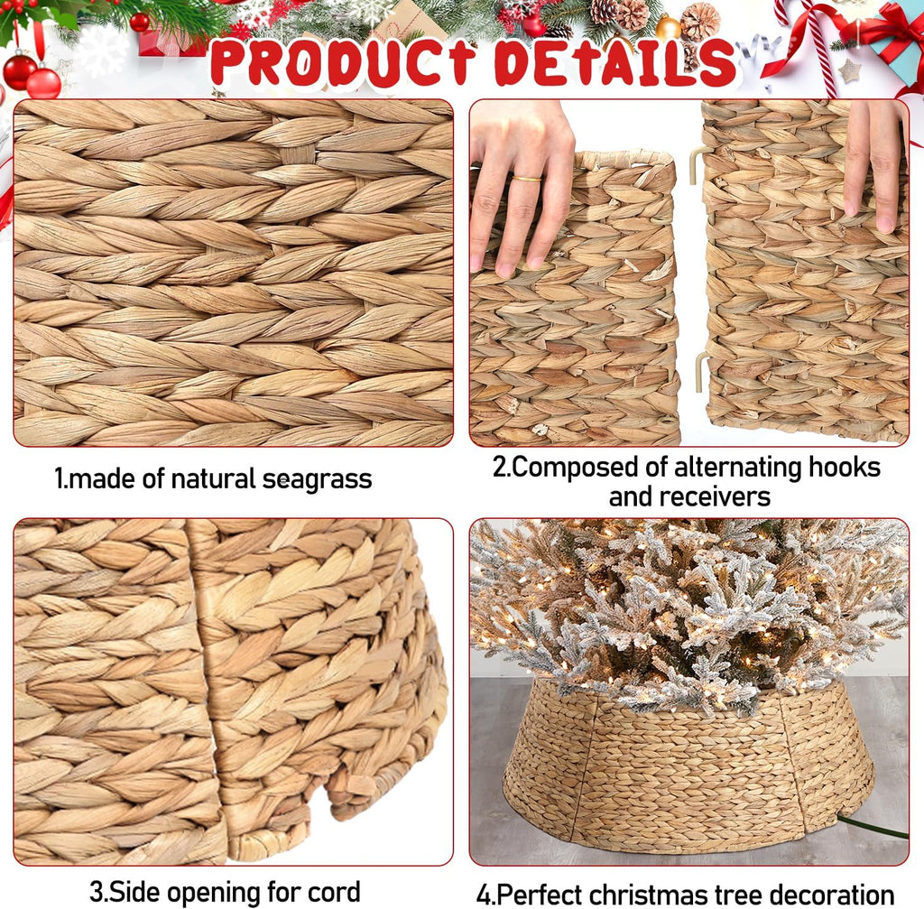 8-piece rattan christmas tree collar - 42" rustic showing dimensions