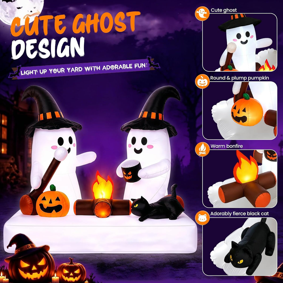 Halloween Inflatables Outdoor Decorations, 5.5FT Blow Up Yard Decorations Twi...