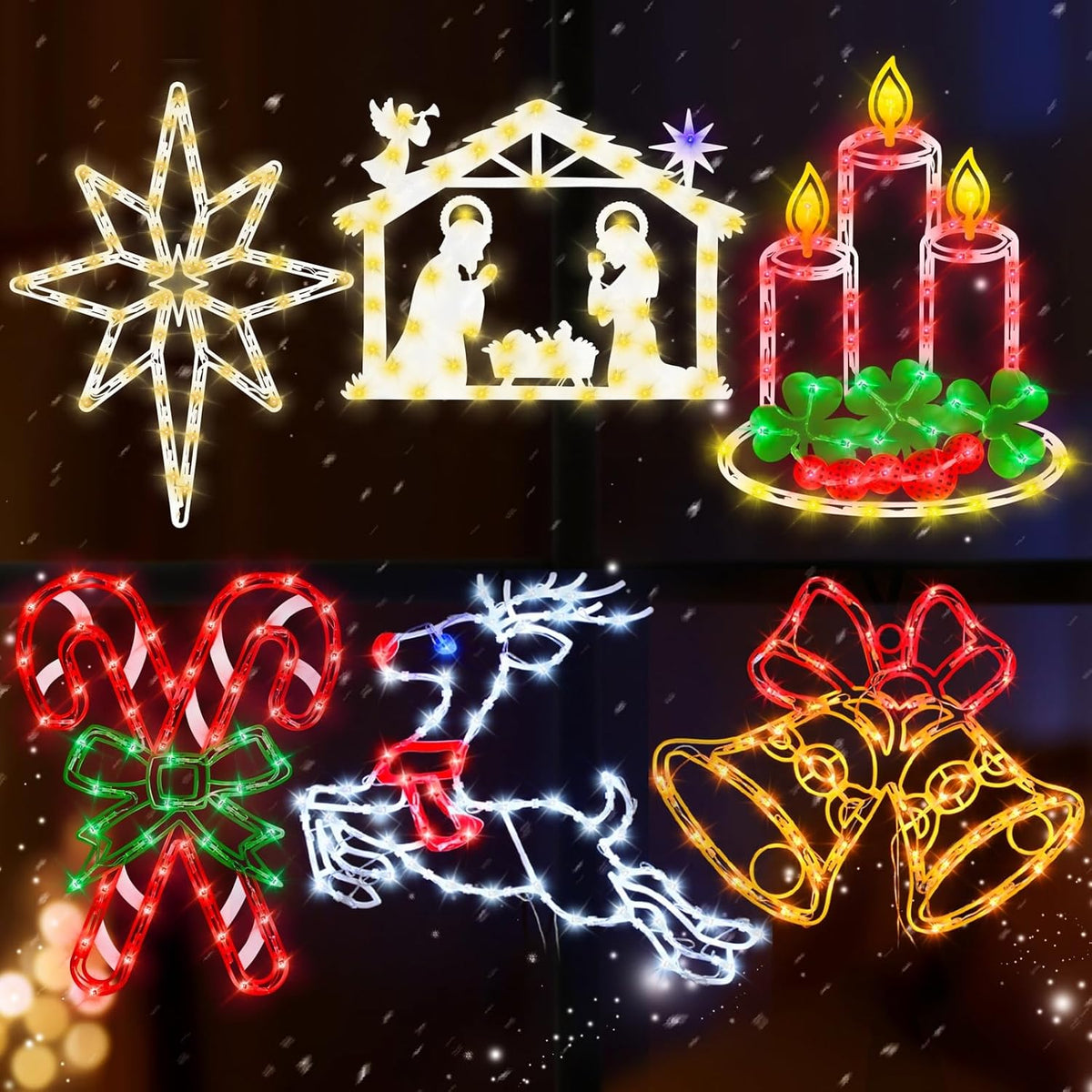 trwymz 16" christmas window silhouette lights decorations, main product view