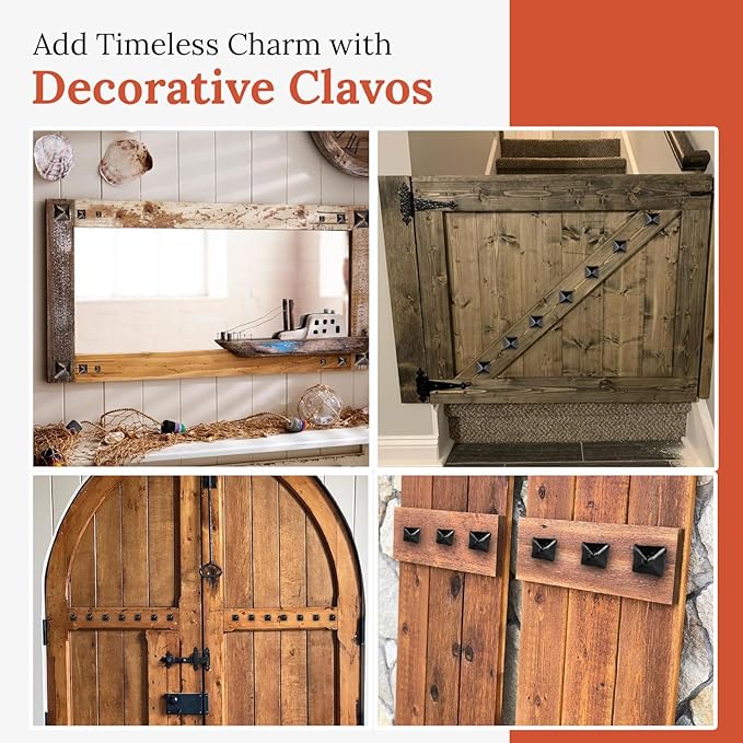 50 Pack 2" Square Head Iron Clavos Decorative Nails – Black – Handmade Rustic Square Fasteners for Farmhouse Shutters, Faux Wood Beams, Barn Doors, Shutters, and Gates – Ornamental Wood Accent