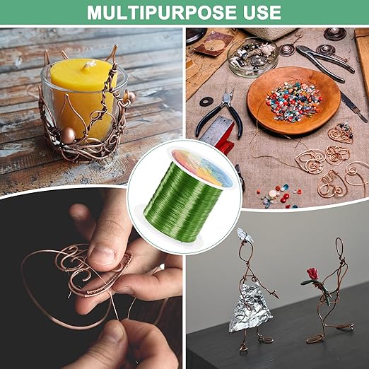 0.2mm Jewelry Wire, 32 Gauge 328FT Craft Wire Copper Beading Wire for Jewelry Making/Planting/Weaving/DIY Crafting, Soft Metal Wires [100M, Green]