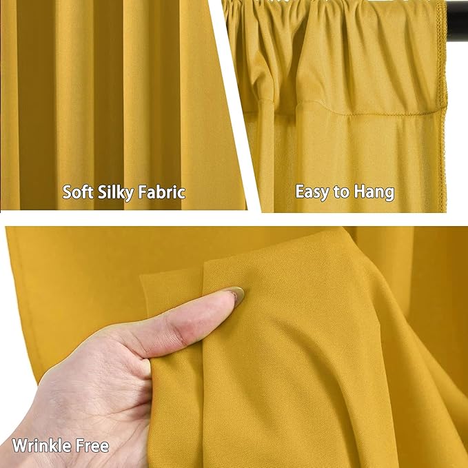 10 x 10 Feet Gold Backdrop Curtain for Partie, Background Curtains for Photoshoot, Birthday, Wedding, Halloween, Thanksgiving, Christmas Day, New Year Party Decorations 5Ft x 10Ft, 2 Panels