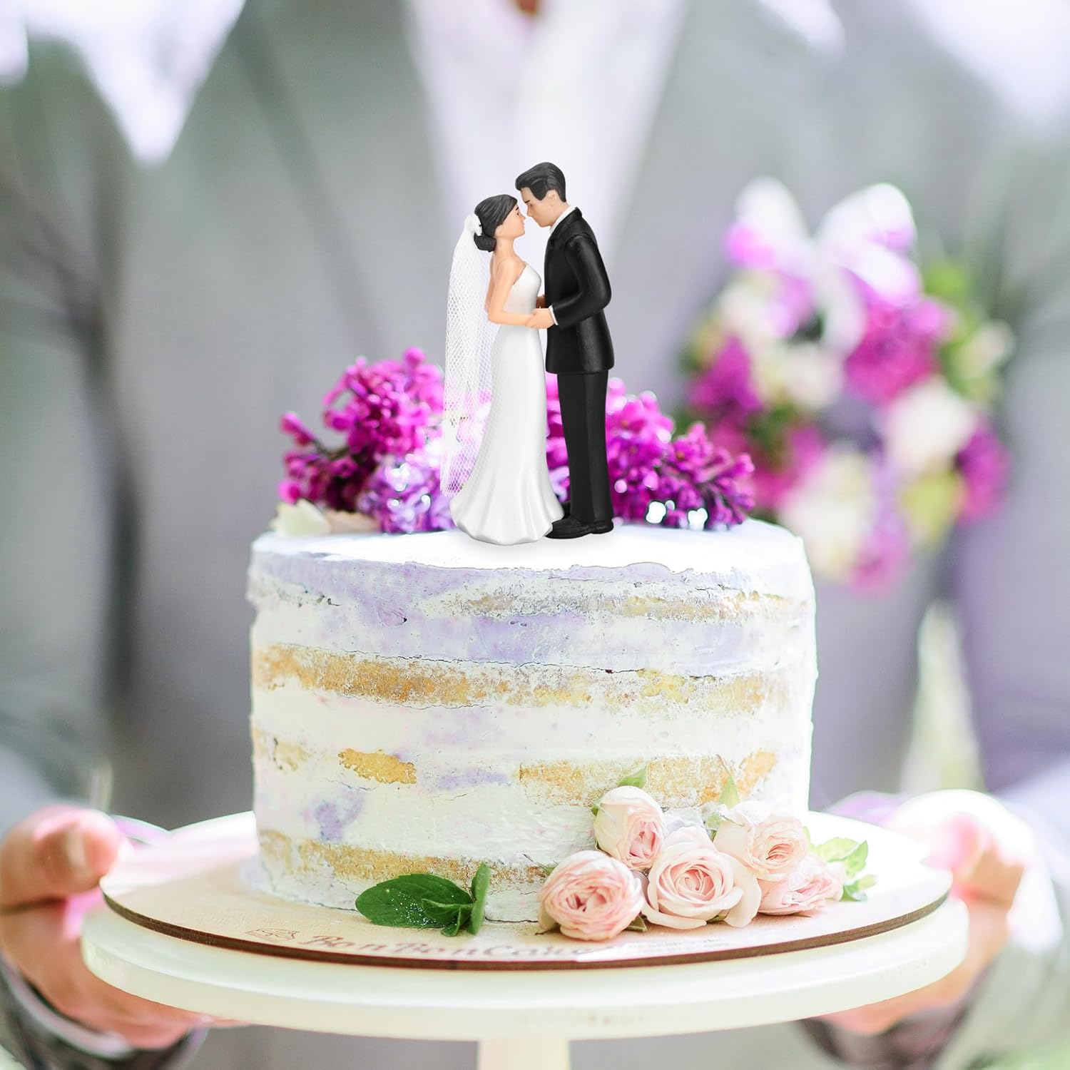 4.3” Traditional Bride and Groom Cake Toppers – Elegant Romantic Wedding Cake Vintage Couple Figurine, Pastel Novios Para Statue for Engagement, Anniversaries, Bridal Showers Parties, Party Decoration