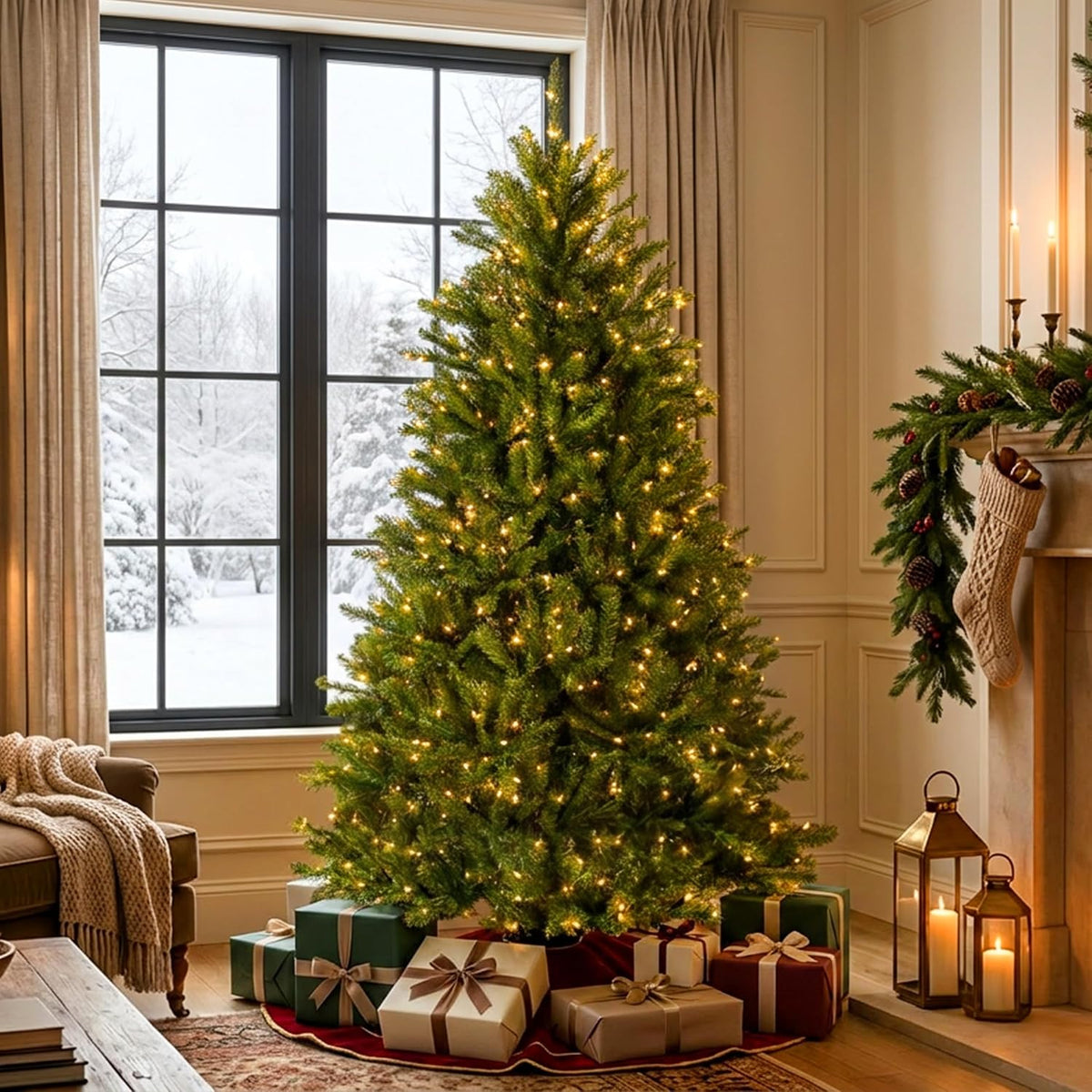 national tree company 6ft pre-lit dunhill fir artificial shown in use