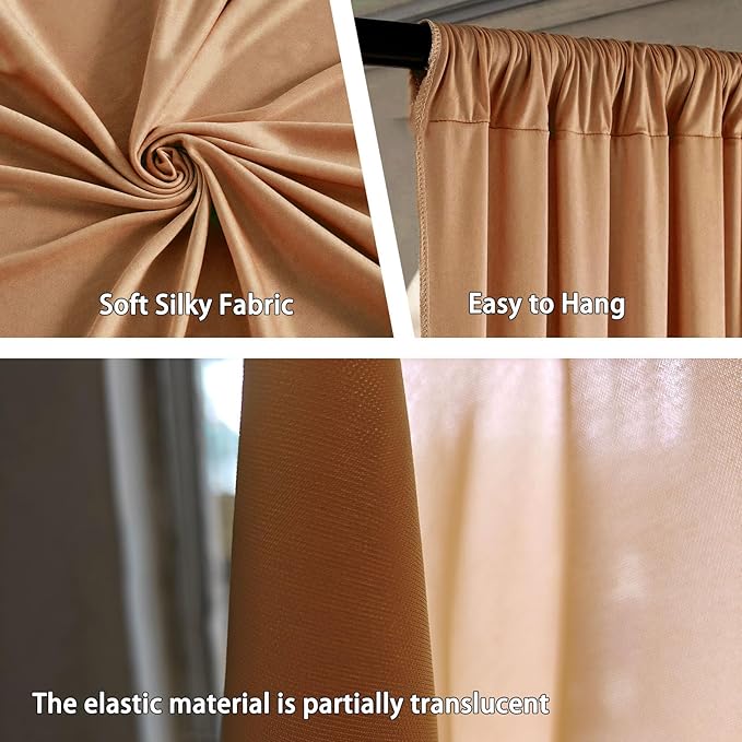 10 x 10 Feet Khaki Backdrop Curtain for Partie, Background Curtains for Photoshoot, Birthday, Wedding, Halloween, Thanksgiving, Christmas Day, New Year Party Decorations 5Ft x 10Ft, 2 Panels