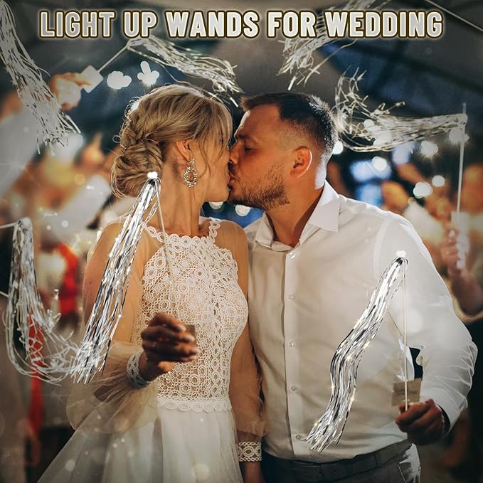 100 PCS Wedding Wands, Silver Wedding Light Sticks for Send Offs and Parties