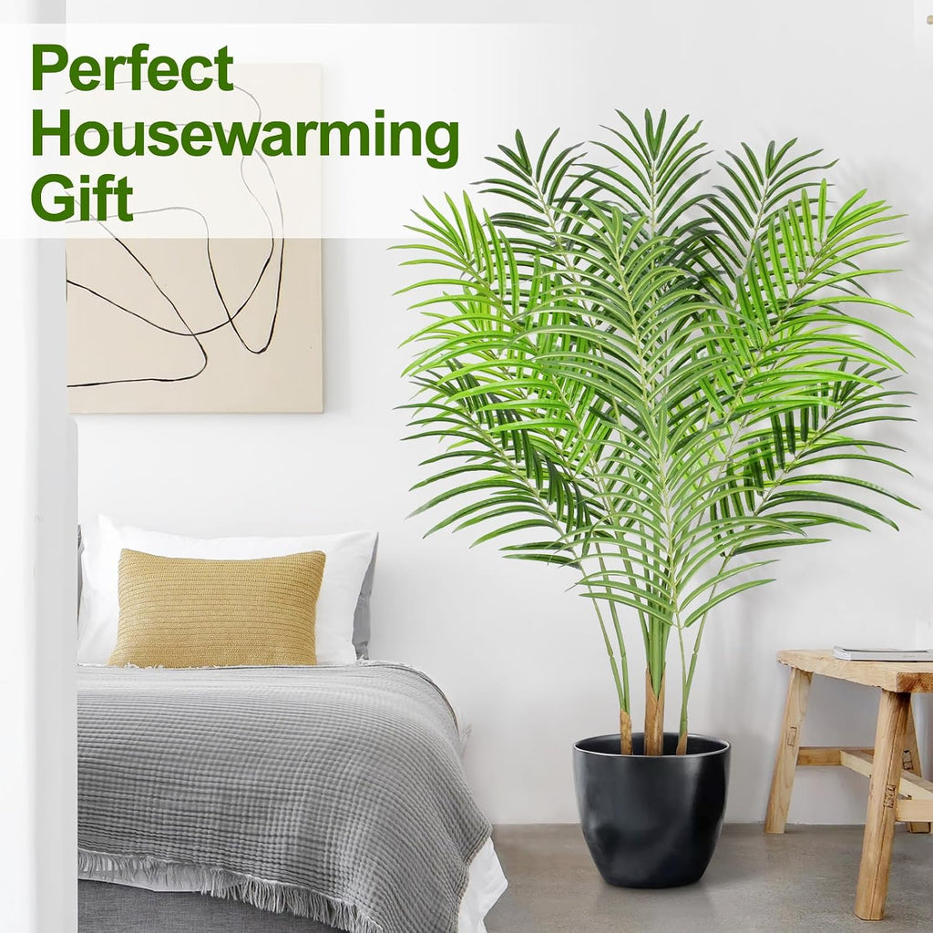 4ft artificial palm tree indoor plant tall fake showing dimensions