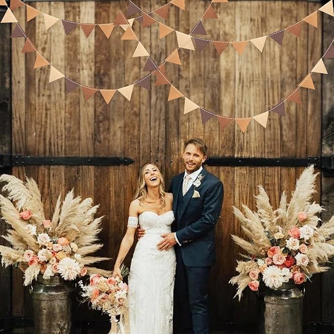 Brown Party Decorations Ombre Brown Felt Hanging Triangle Mini Bunting Pennant Banner Flag for Birthday Baby Shower Wedding Neutral Boho Woodland Safari Western Cowboy Party Classroom Nursery Decor