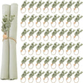Defined Deco Napkin Rings - Set of 100, Rustic Farmhouse Boho Green Leaf Wooden Napkin Rings for Spring Summer, Thanksgiving Christmas, Wedding Table Decor