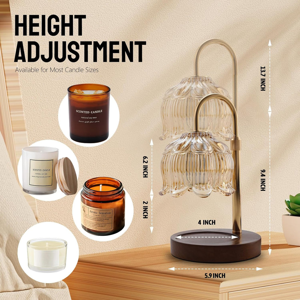 Fragrance Candle Warmer Lamp with 2 Bulbs Electric Candle Warmer with Timer & Dimmer for Home Decor