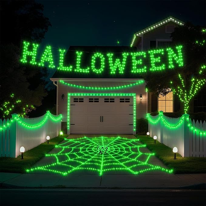 TingMiao Halloween Green Fairy Lights Battery Operate,7.2ft 20 LEDs String Lights Silver Copper Wire for Hallowen Christmas DIY Decoration Wedding Party (6 Pack)