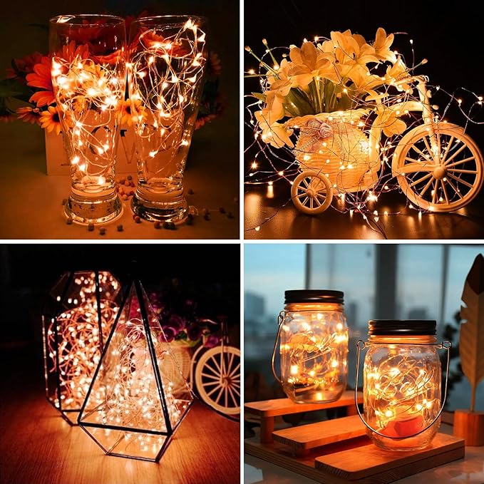ZGWJ 8 Pack Halloween Fairy Lights Battery Operated, 7ft 20 Mini LED Halloween Fairy String Lights Silver Wire 3 Modes Waterproof for DIY, Parties, Bedroom Decorations,Orange