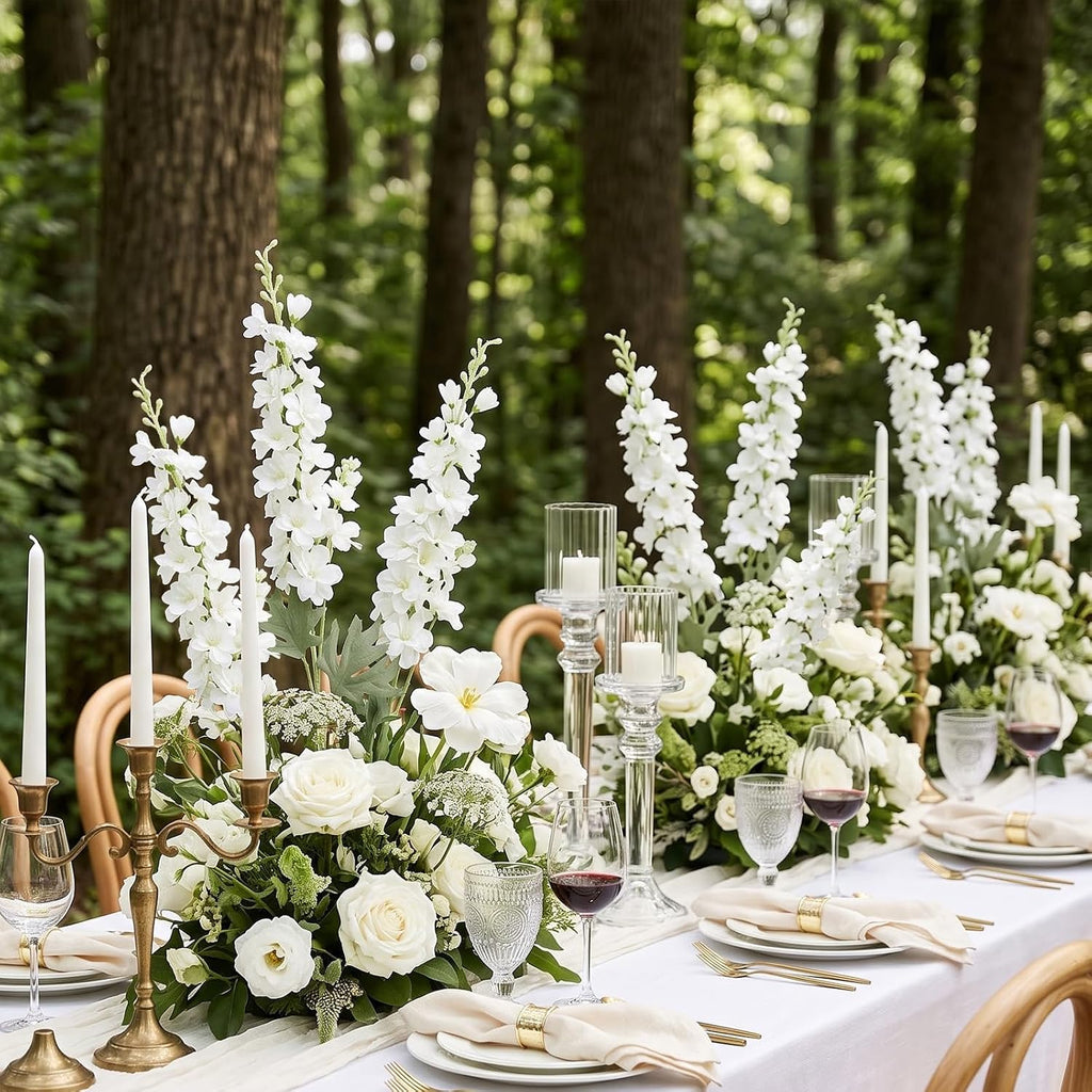 white delphinium artificial flowers 33.5" long stem wedding on a desk or shelf