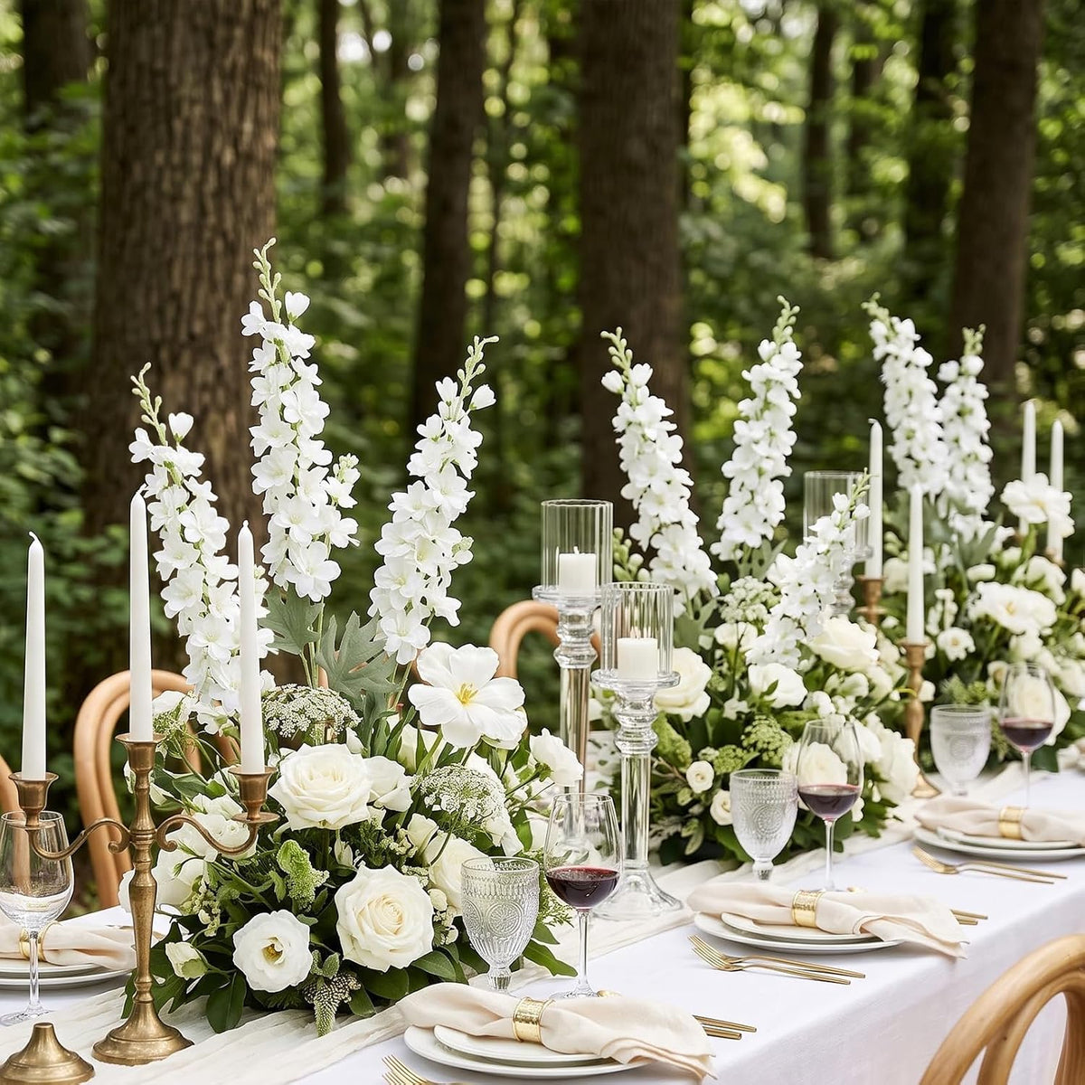 white delphinium artificial flowers 33.5" long stem wedding on a desk or shelf