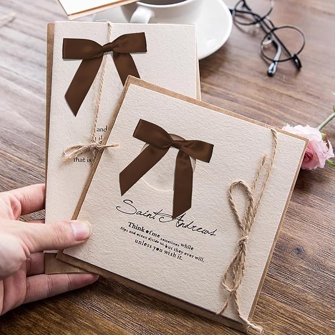 50Pcs Brown Twist Tie Bows for Gift Wrapping 2.5" Satin Ribbon Bow for Treat Bags Balloons Birthday Party Favors Wedding Decorations