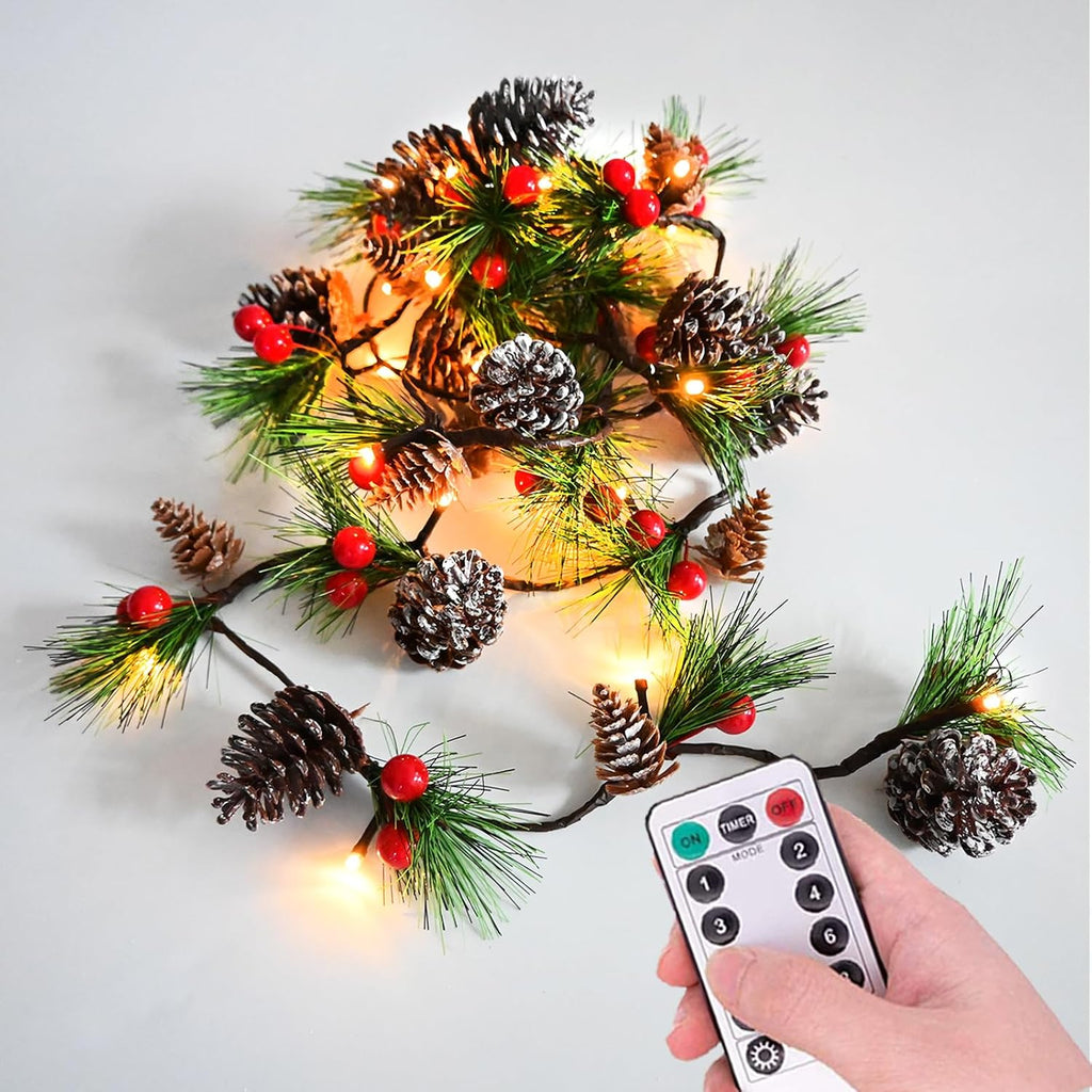 christmas garland lights 6.56ft holiday prelit garlands pine, main product view