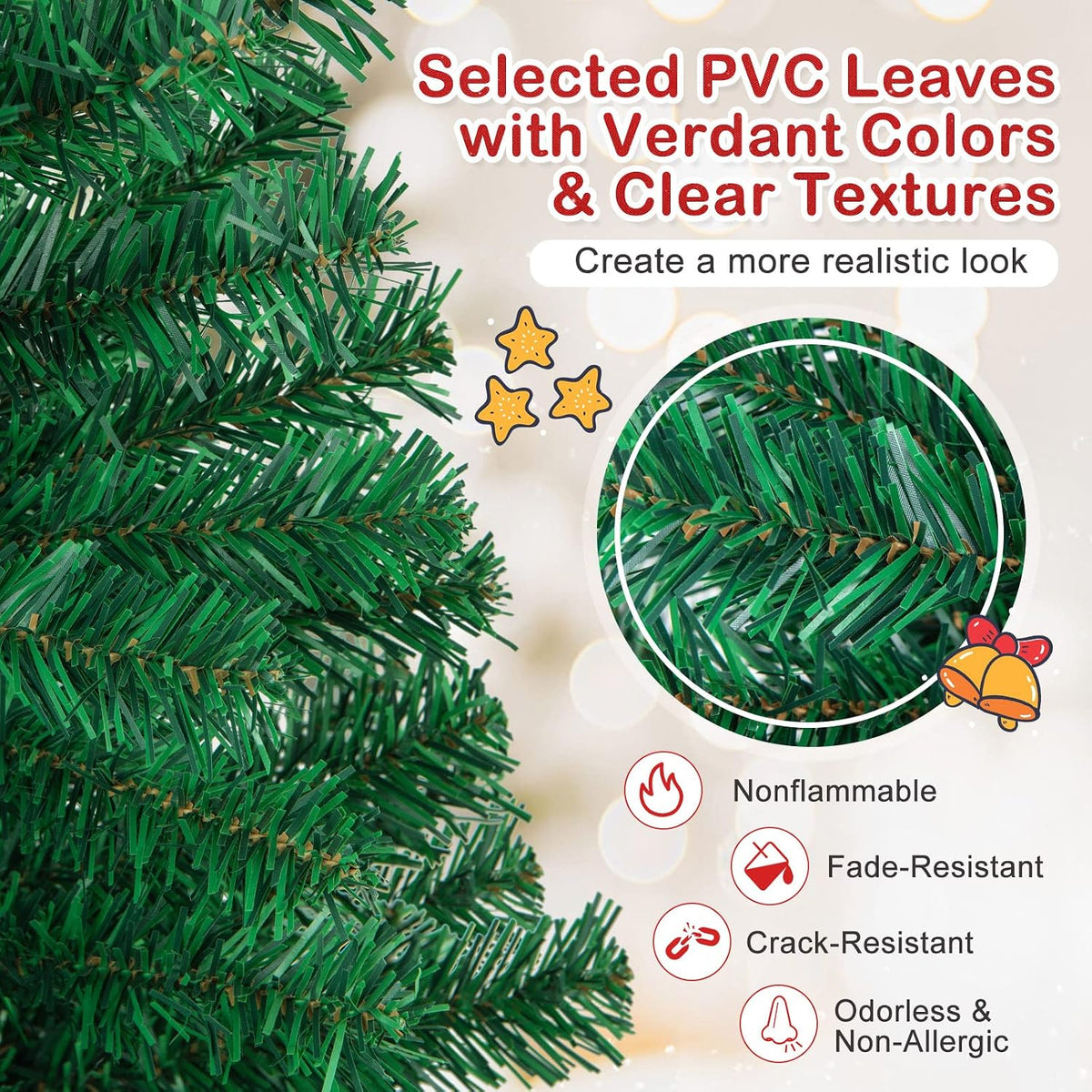 happygrill 6ft artificial christmas tree, unlit xmas pine, package contents