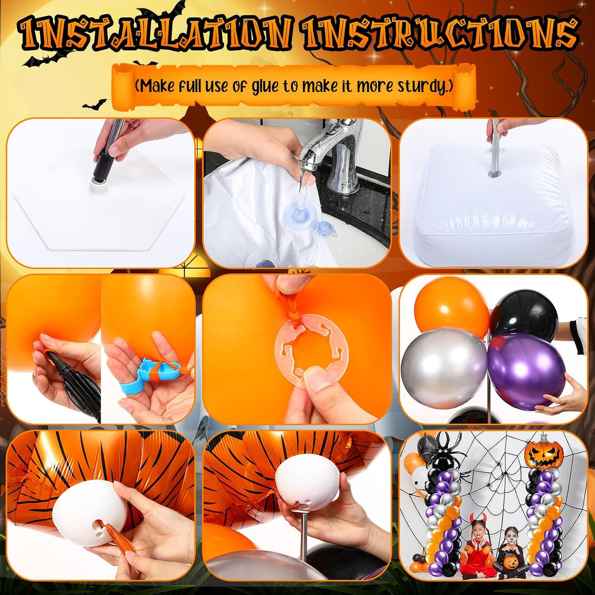 kasyat 2 sets halloween balloon column stand kit, side view
