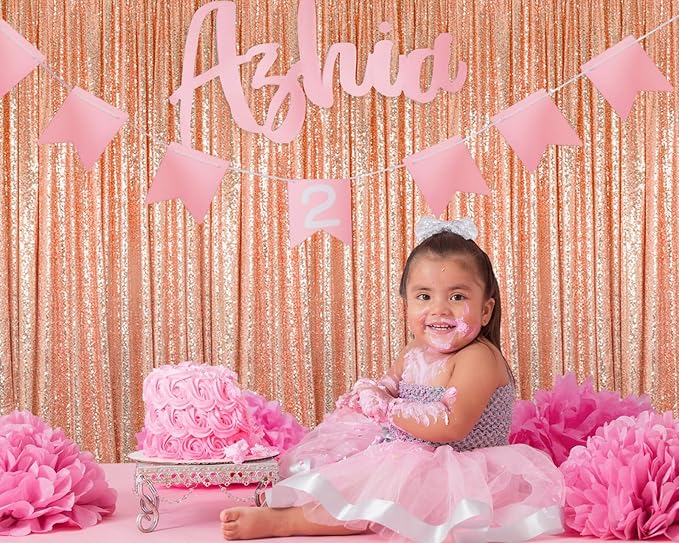 ShinyBeauty Rose Gold Backdrop Curtain 10ft Sequin Backdrop-Curtain 4 Panels Curtains Gold Photography Background for Christmas Halloween Xmas