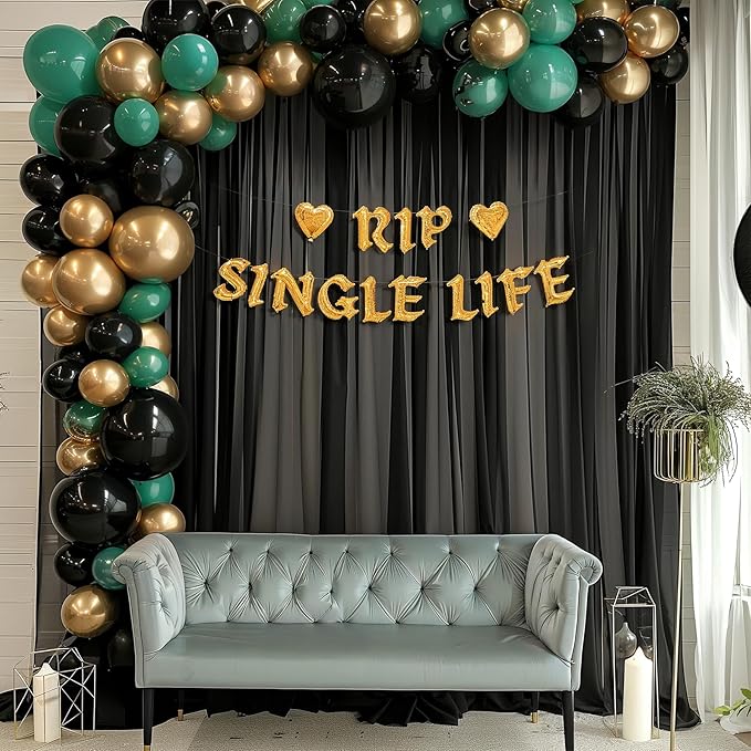 10ft x 10ft Black Backdrop Curtains, Wrinkle-Free Sheer Chiffon Fabric Photo Background Drapes for Wedding Arch Party Ceremony Stage Photography Decorations