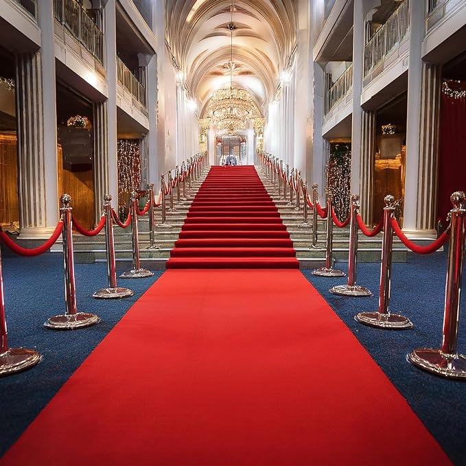 BannerBuzz Hollywood Red Carpet Aisle Non Slip Runner Runway Floor Rug for Step Repeat Backdrop Outdoor Indoor Wedding Christmas Event Birthday Movie Business Office Party Decoration (3' W X 6' H)