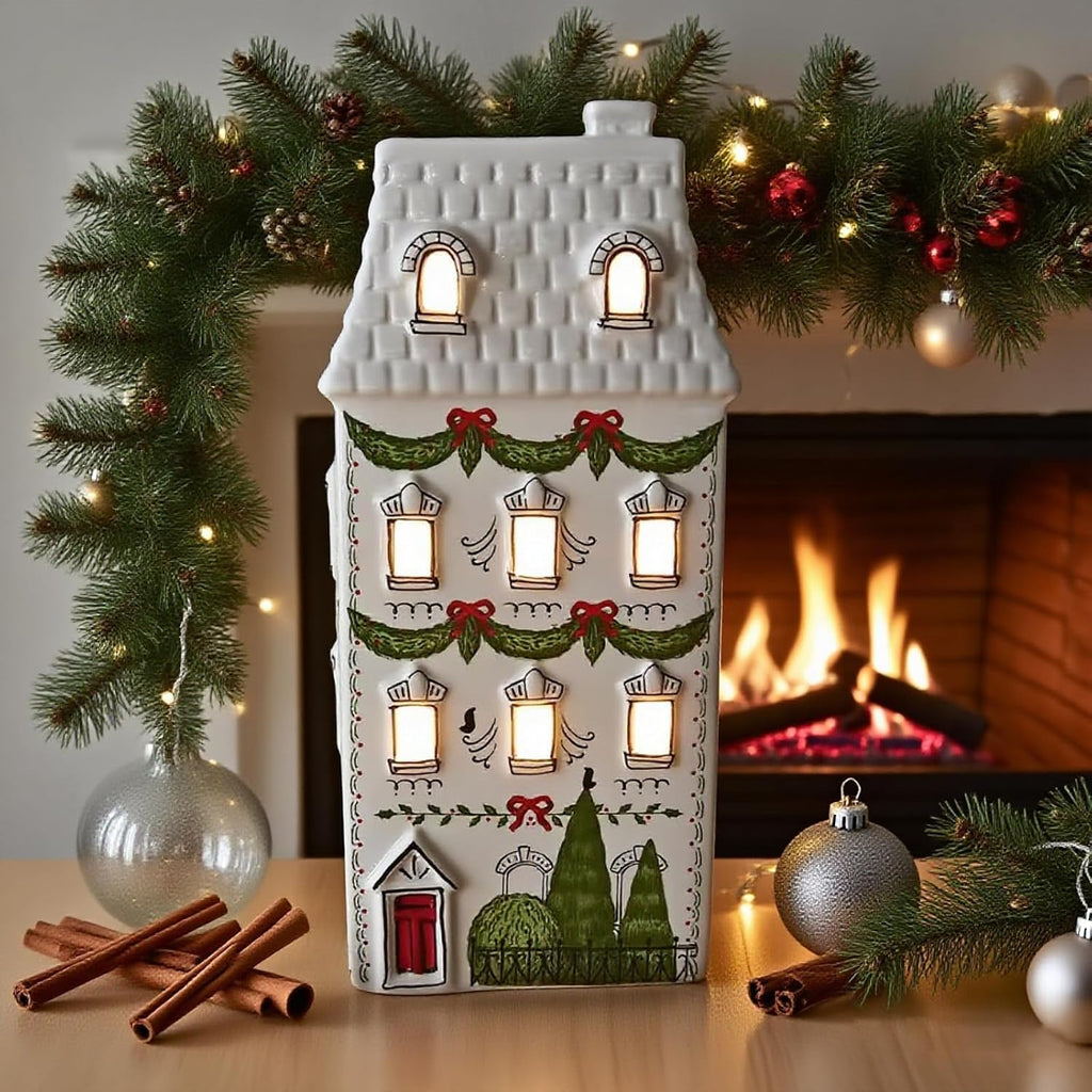 cynkeyee christmas village houses party decorations - christmas, front angle view