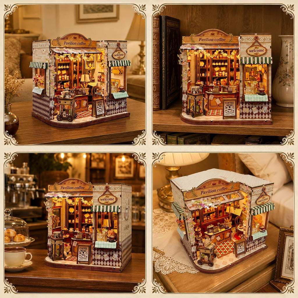 book nook diy miniature house kit, 3d wooden, side view