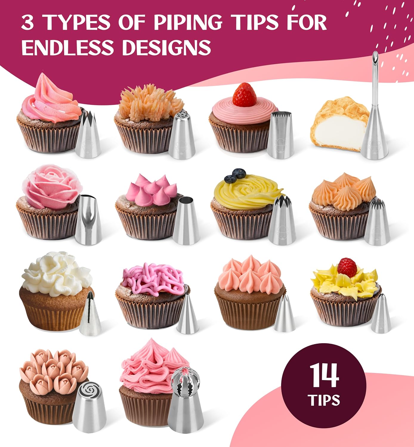 Cake Accessory Set with Premium Piping Nozzles & Piping Bag, Rotating Cake Plate, Cake Cutter and Versatile Baking Accessories (With Cake Ring)