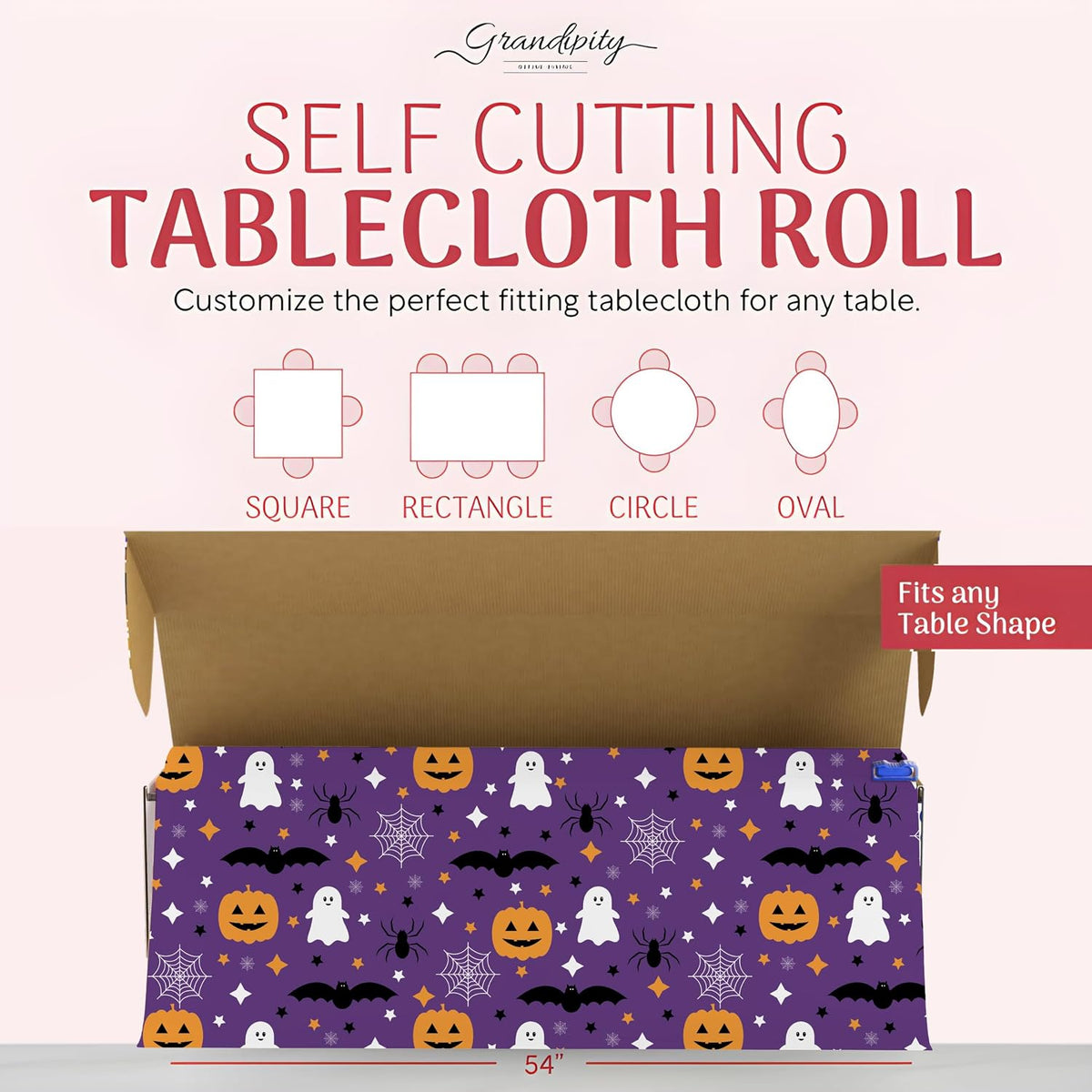 Grandipity Plastic Table Cloth Roll - 54in x 300 Ft. Table Cover