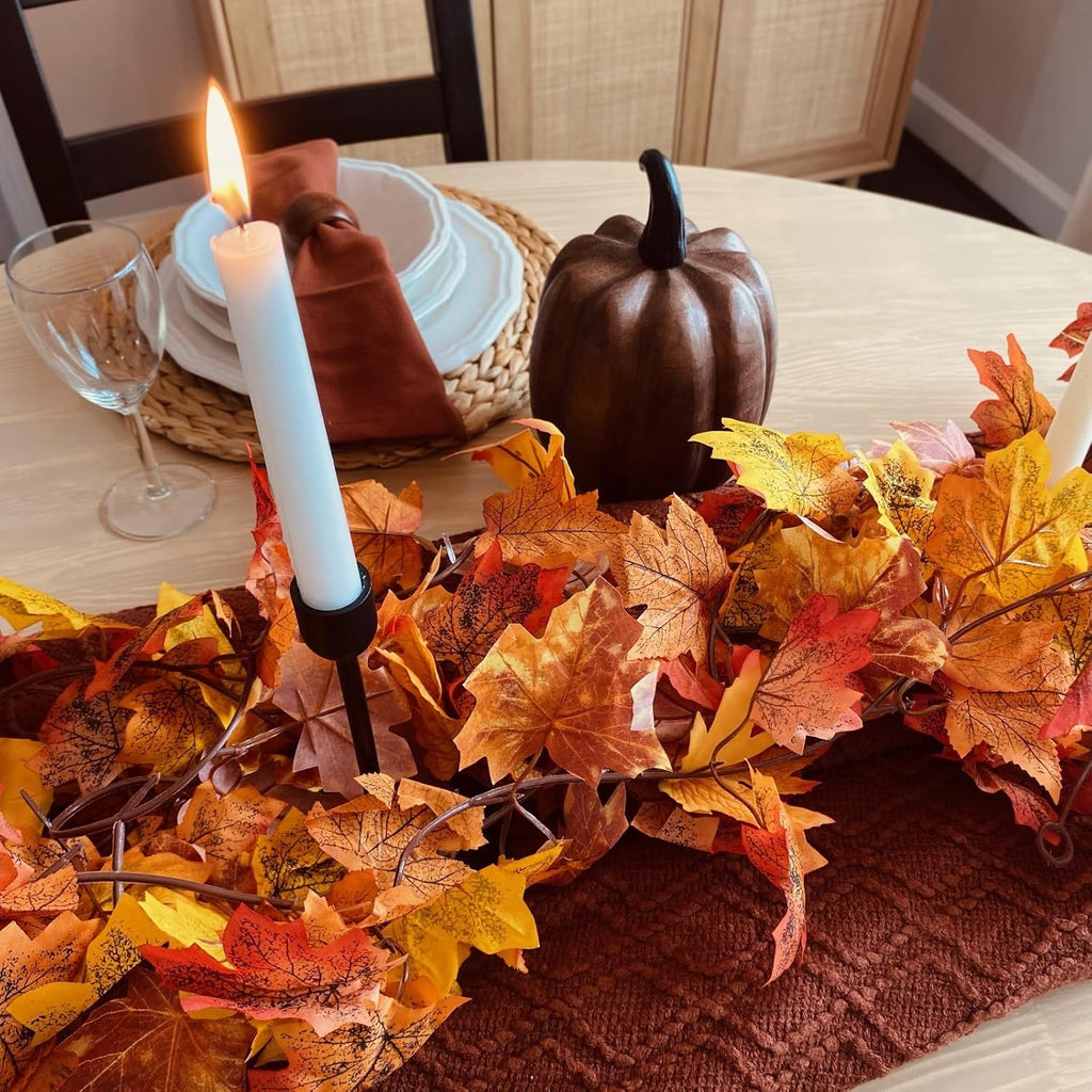 cqure 10 pack fall leaf garland, hanging vines showing dimensions