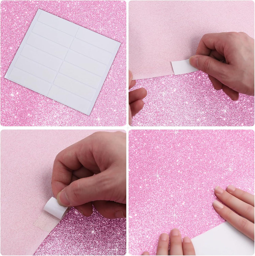 Glitter Carpet Runner for Party -200 GSM Thickness Non-Woven Fabric Runner Rug with Adhesive Tape, Hollywood Carpet for Event, Aisle Runner for Wedding Ceremony (Glitter Pink, 2.6FTx15FT)