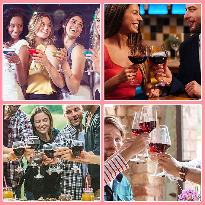 SANNIX 24pcs Wine Glass Charms - Funny Wine Glass Tags for Tasting Parties