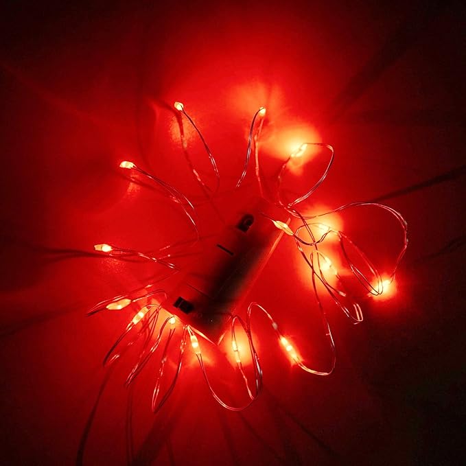 Wine Bottle Lights with Cork, Battery Operated 20 LED Cork Shape Silver Wire Colorful Fairy Mini String Lights(No Bottles) for DIY, Party, Decor, Christmas, Halloween,Wedding (3, Red)