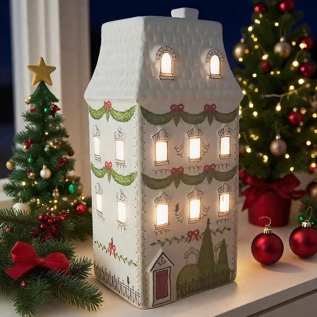 cynkeyee christmas village houses party decorations - christmas on a desk or shelf