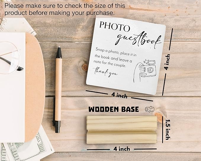Wedding Guestbook Desk Decor, Wedding Guest Book Sign Wood Plaque, Guest Book Signs forWedding, Photo Guestbook WeddingWooden PlaqueSign with Wood Stand for WeddingReception Decor