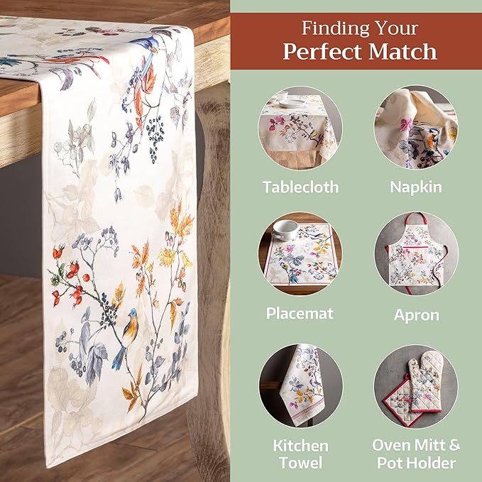 Maison d' Hermine Table Runner 100% Cotton Double Layer Table Runners 72 inches Long for Thanksgiving Christmas Decorations Home Kitchen Dining Party Wedding (Equinoxe - Beige, 14.5" x 72")