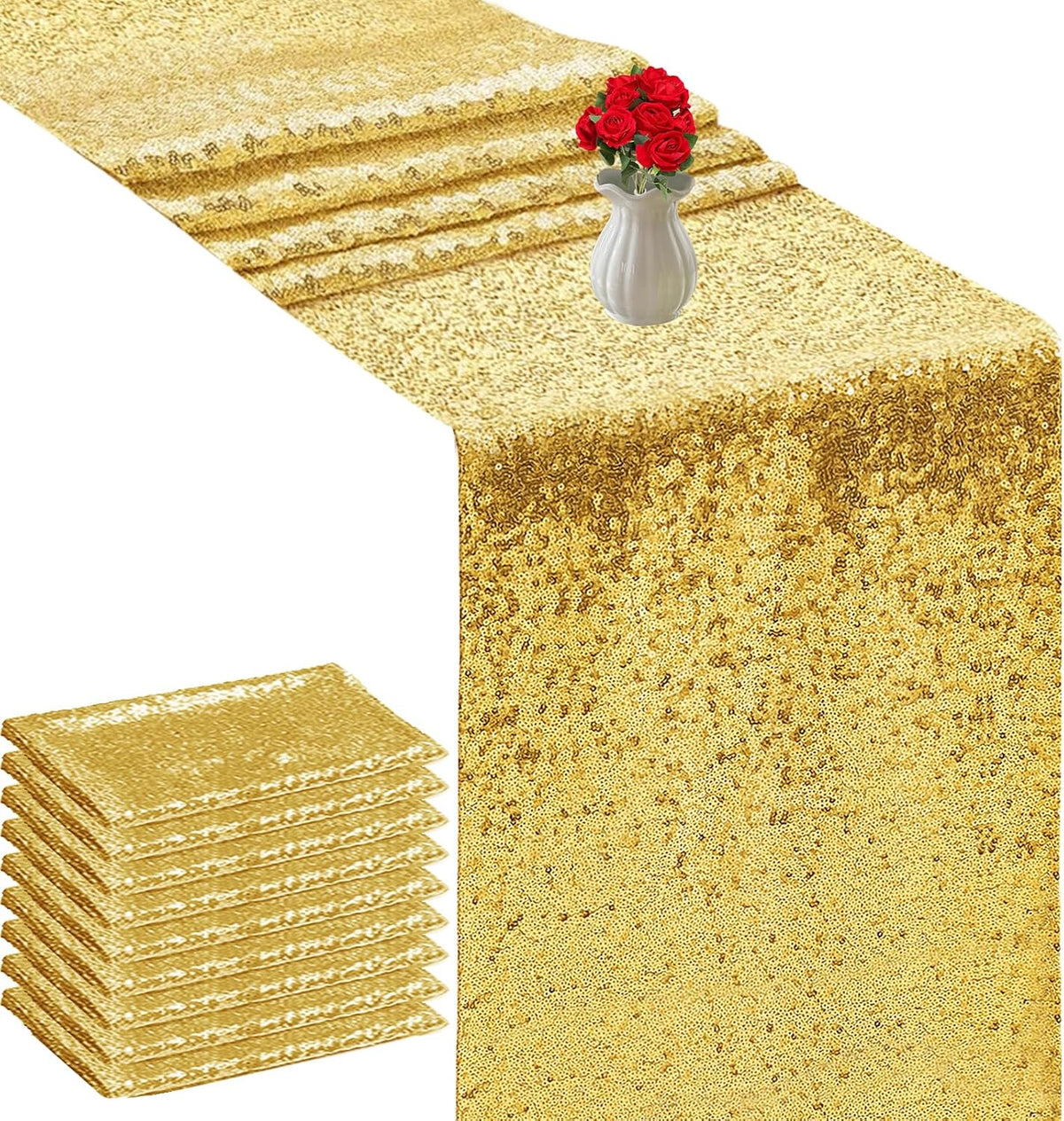 Gold Table Runners - Sequin Table Runner Glitter Table Runner for Birthday Pa...