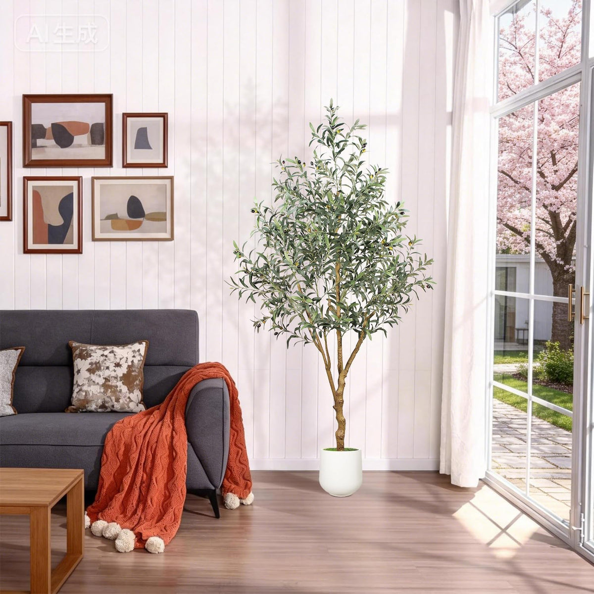 6ft olive trees artificial indoor - realistic artificial, side view