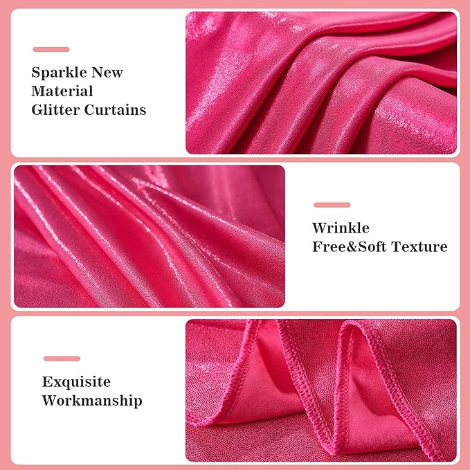 20x10ft Thick Hot Pink Glitter Backdrop Curtain Panels for Parties, Wrinkle Free Sequin Sparking Photo Backdrop Drapes, 4 Panels 5x10ft Shimmer Back Drop Cloth for Wedding Birthday Photography