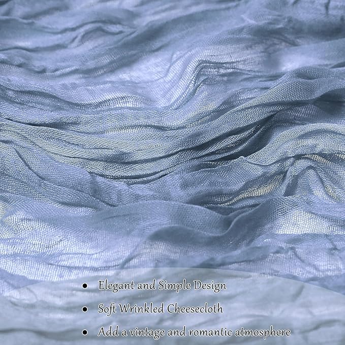 6-Pack Dusty Blue Cheesecloth Table Runners – 10FT (35x120 Inch) Boho Rustic Gauze Fabric Cheese Cloth Table Runner for Weddings, Baby Showers, Bridal Shower, Farmhouse & Birthday Party Decor
