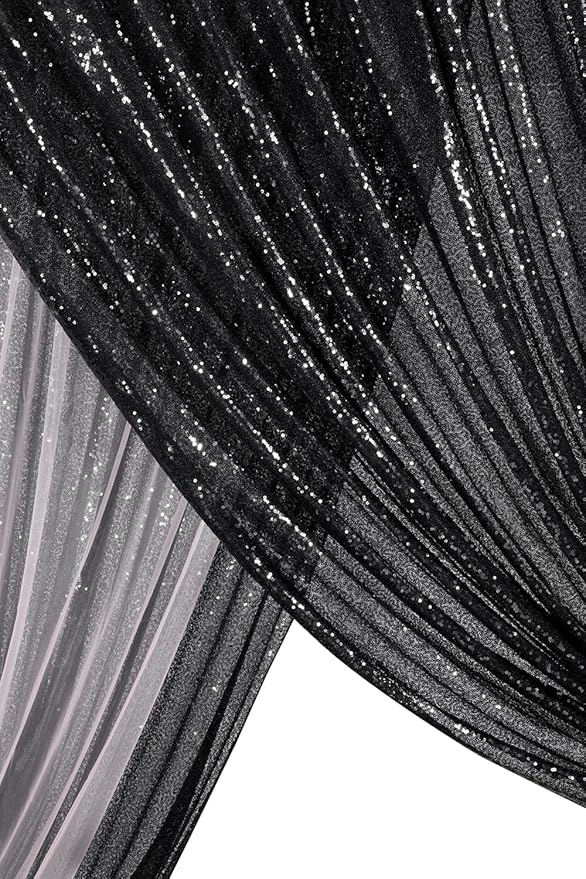 Black Sequin Backdrop 8ft x 8ft Glitter Photo Booth Black Backdrop Curtains