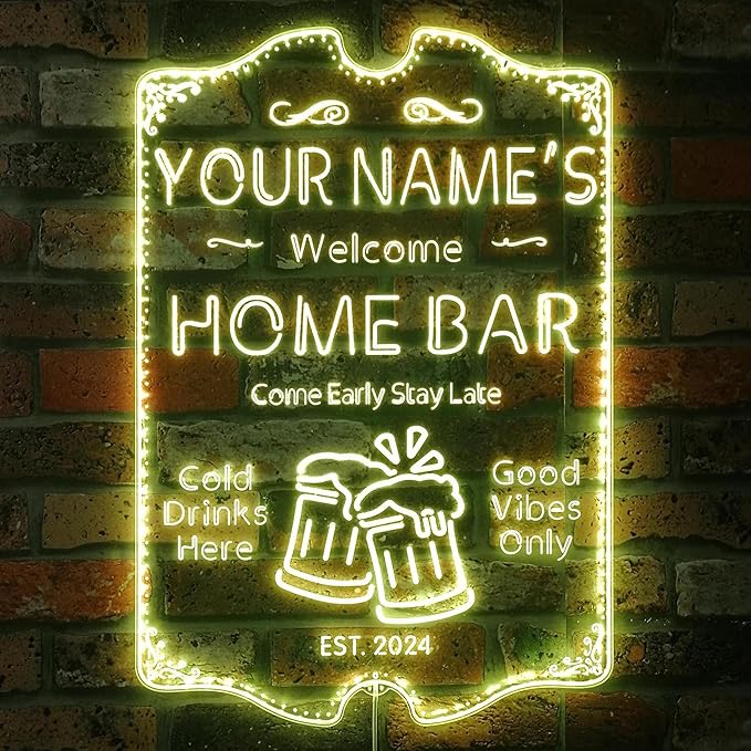 ADVPRO Personalized Your Name Home Bar RGB Dynamic Glam LED Sign - Cut-to-Edge Shape - Smart 3D Decoration - Multicolor Signage st06s43-fnd-p11a-tm-c